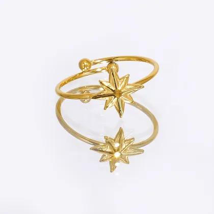 Titanium Steel Real Gold Ring Open Star Ring