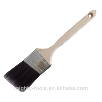Black Synthetic Fiber Paint Brush With Long Wooden Handle