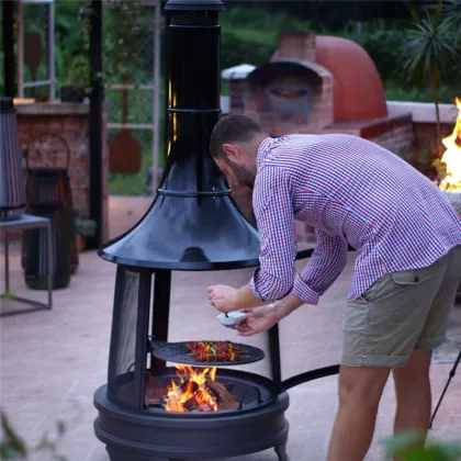outdoor chimenea black fire pit fire steel