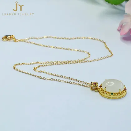 Wholesale High Quality Hetian Jade and Stainless Steel Pendants for Fengshui Decor
