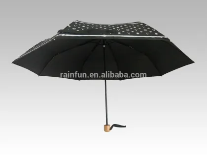 Portable totes wooden handle folding umbrella