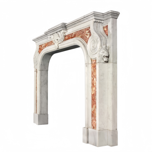 Classic French Marble Mantel with Color Inlay