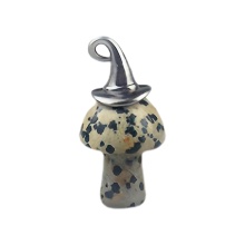 Dalmation Jasper Mushroom Wizard Cap Pendant for Making Jewlery 15X20mm Stone Halloween Charms