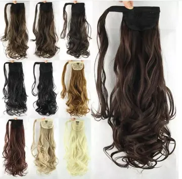 Cheap curly wrap around  ponytails synthetic hair extension accessories long wavy Synthetic Hair Ponytails for white black women