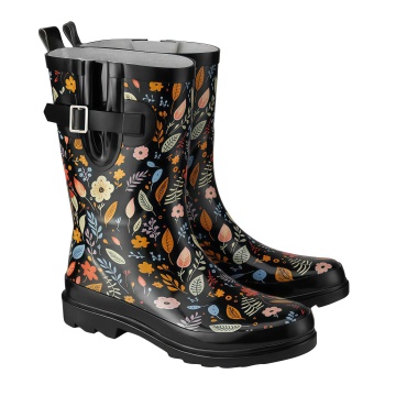 ATM Rubber Mid-Calf Rain Boots for Women, Waterproof Insulated Anti-Slip Mud Boots, Cute Fashion Chelsea Garden Boots for Adult