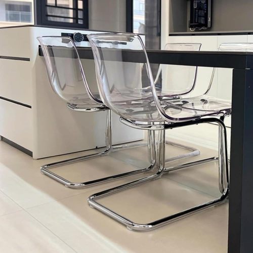 Elegant Clear Plastic Chair with Silver Legs