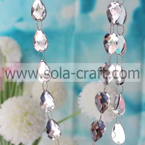 Nowy akrylowy lustro kryształowa girlanda łańcuszek wiszący diamentowy koralik Decor ślub