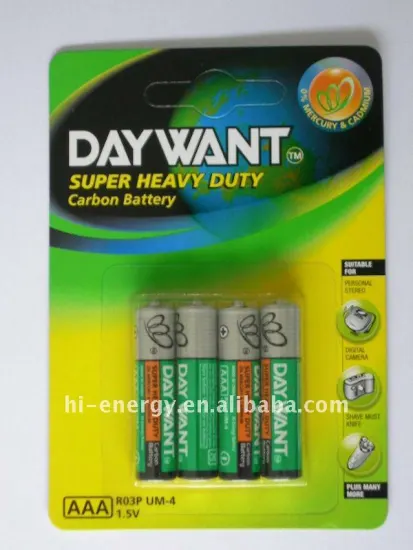1.5VR03P AAA size Shrink wrap pack dry battery