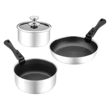 Large Capacity 304 Stainless Steel Honeycomb Cookware Set for Home Kitchens