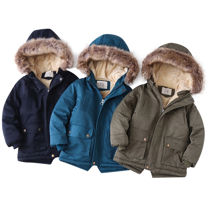 Winter children's plush cotton coat coat 2020 new boys and girls children's cotton padded children's Plush Hooded Jacket