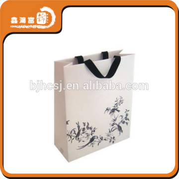 white ribbon customized luxury paper shopping bag