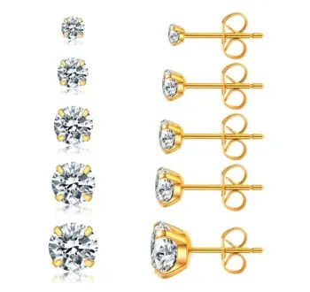 2022 Women's Gold Plated Stud Earrings - Stainless Steel AAA Zircon Jewelry for Sale