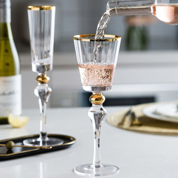 Factory Wholesale Modern Luxury Gold Rimmed Beaded Champagne Glasses