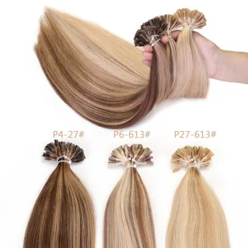 1g/pc 100pcs Cheap Fusion Human Hair Extensions U Tip Black Brown Blonde Burgundy Italian Keratin Pre Bonded Nail Tip Hair