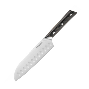 Cuțit Santoku de 7 inci cu mâner din lemn