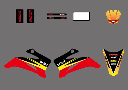New Style TEAM GRAPHICS&BACKGROUNDS DECAL STICKERS Kits For YAMAHA TTR110 DIRT pit bike (Yellow/Red)