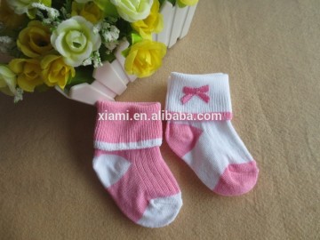quality ganranteed safe care color trap lovely bowknot baby socks pattern