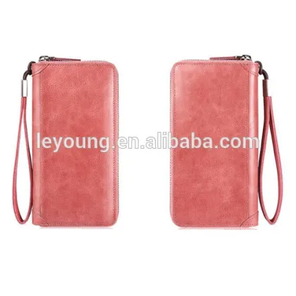 Colorful Leather Wallet Women Zip Wallet