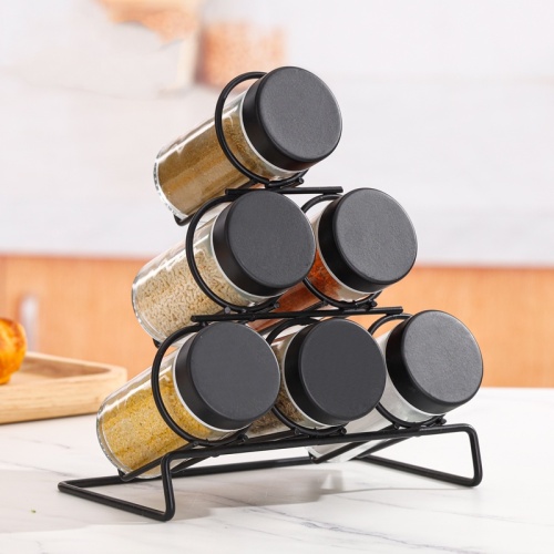 Jarros de tempero combinar: garrafas de pimenta de vidro de bambu e potes de tempero