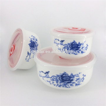 porcelain salad bowl set with lid