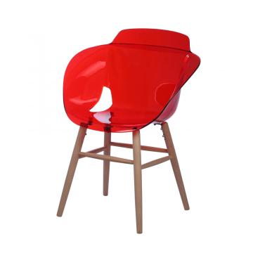 French design plastic chairs with wood footrest