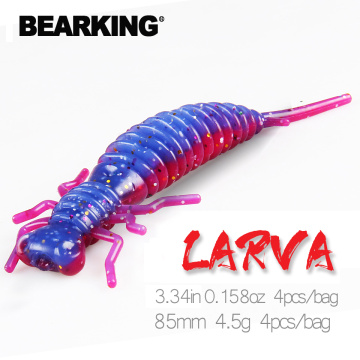 BEARKING Larva Soft Lures 85mm 4.5g 4pcs/bag Fishing Artificial Silicone Bass Pike Minnow Swimbait Jigging Plastic Baits Worm
