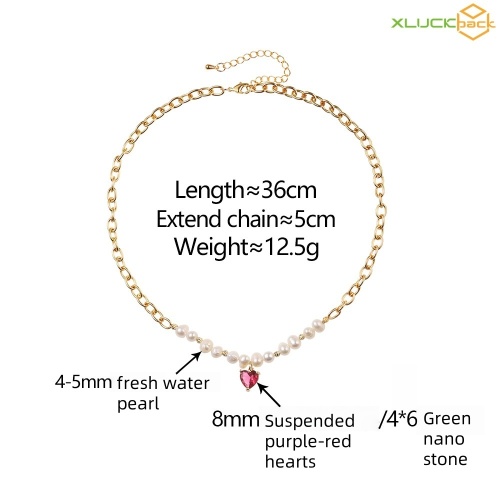 Inlay Pearl Zircon Fashion 18k Gold Plated Necklace