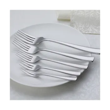 Affordable Western Style Silver Finish Stainless Steel Cutlery Set: Including Forks, Dinner Fork, Cake Fork, Salad Fork, Fish Fork