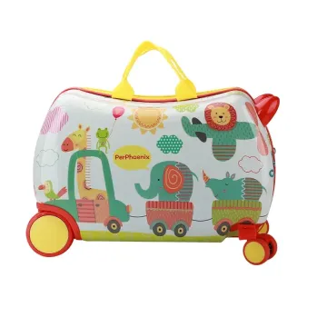Cartoon Cute Rolling Luggage: Multifunctional Kids Suitcase Gift with Baby Riding Design