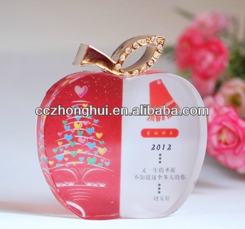 Crystal apple for Christmas Decoration