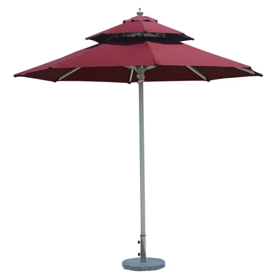 FEAMONT Aluminum Outdoor Umbrella with Marble Base for Beach and Garden