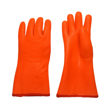 Fluoreszierender doppelt getauchter PVC-Handschuh in Sandoptik