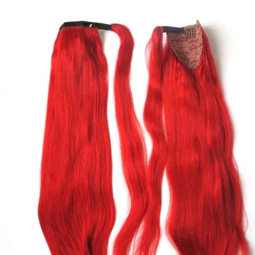 Human Hair Pony Tails Chinese Harmony Stock Straight any Style Asian Competitive Clip-in 18"