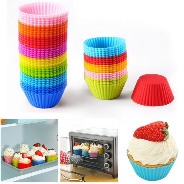 12pcs Silicone Cake Baking Molds Cupcake Molder Round Muffin Cake Mold Home Kitchen Cooking Supplies Cake Decorating Tools