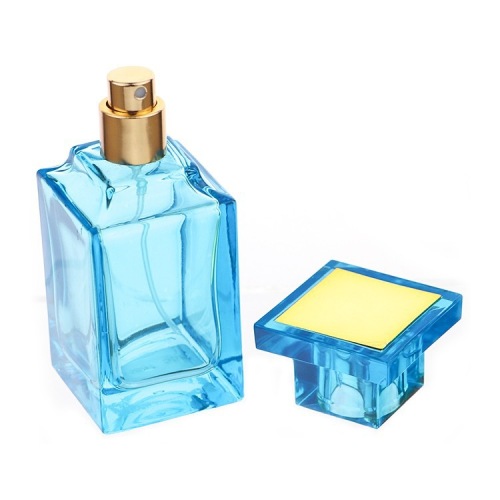 50ml refillable colorful square perfume sprayer glass bottle