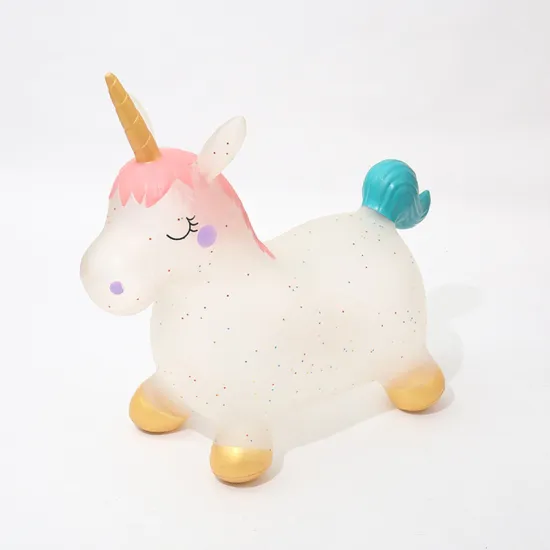 Children Cute Unicorn Inflatable Ride on Animal Toys Jumping Horse Bouncy Sports Games Toys for Kids Baby 55*28*55cm