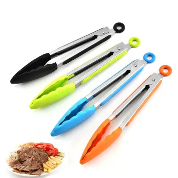 Stainless Steel Food Clip Tong Silicone Non-slip Cooking Clip Clamp Kitchen Accessories BBQ Salad Tools