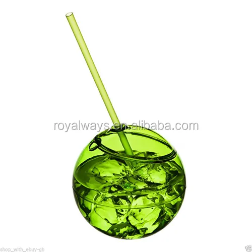 650ml Ball Shape Large Clear Plastic Fish Bowl Cup with Straw - Find Your Perfect Aquarium Container Today!