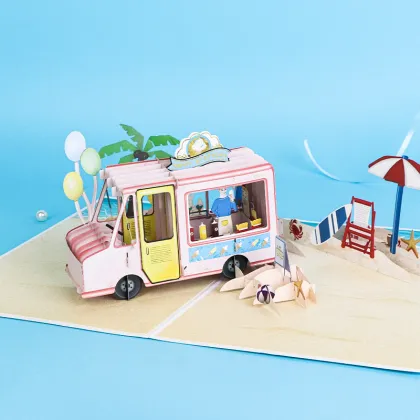 3D Pop Up Birthday Ice Cream Truck Card
