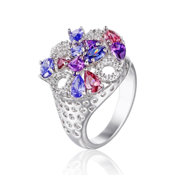 Elegant Fashion Round Ring with Colorful CZ