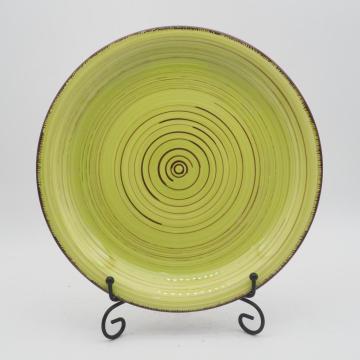 Nieuw design met de hand geschilderde keramische dinware steengoed groene servies servies diner set