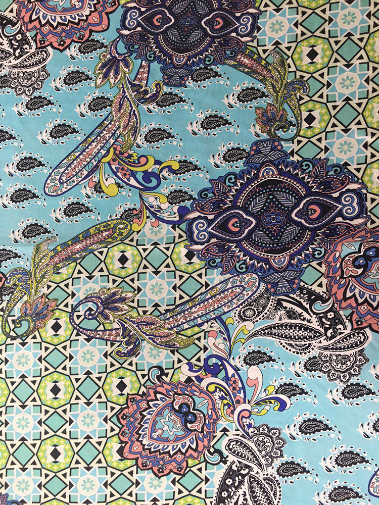 Paisley Design رايون بوبلين مكوك 45S طباعة النسيج