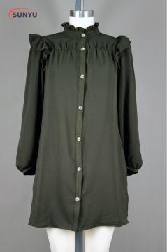 Ladie's geweven polyester met lange mouwen shirt