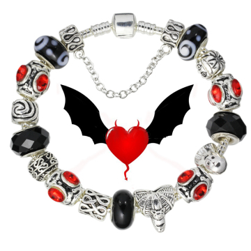 Halloween Silver Charm Bead Bracelet Ge61