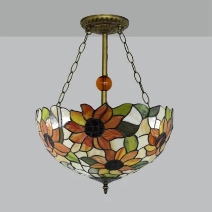 Tiffany Style Stained Glass Pendant Lamp - Vintage Mediterranean Baroque Art Decor