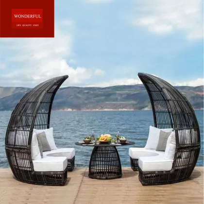 Wholesale Outdoor Seaside Wicker Sun Bed