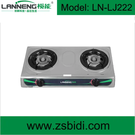 Double Burner Stainless Steel Table Gas Cooker, Gas Stove with LPG, NG or Biogas Available