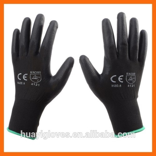 Black Nylon PU Safety Work Glove Garden Grip Gloves