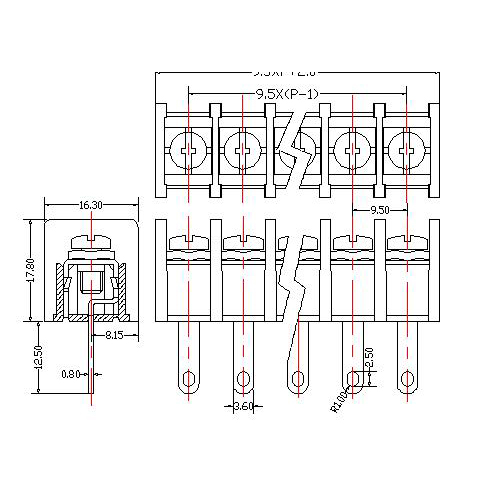 AT845-9.5XXX-B Barrier Terminal Block Pitch9.5mm 