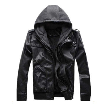 Men's Jacket, Made of PU Leather with Long Sleeves